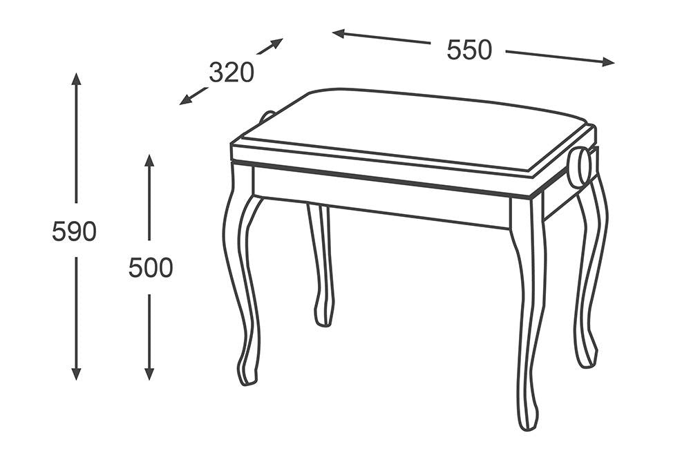 Klavierbank Chippendale, stabile Mechanik